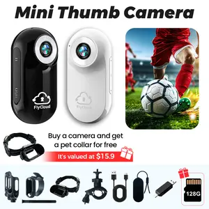 [flycloud A100] 128GB 1080P HD Ultra Small Mini Camera Magnetic Portable Thumb Recorder Rechargeable long Battery TF Card Back Clip Cap Clip Bike Mount for Hands-Free POV Vlog Cycling Hiking Pet Parent-Child Sports camera