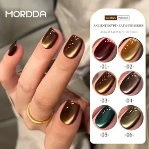 【MORDDA LIVE】6 Colors New Popular Reflective Cat's Eye Magnetic Nail Gel Semi Permanent Nail Art Soaking UV LED Nail Salon DIY Nail Salon Gel Contains Magnets