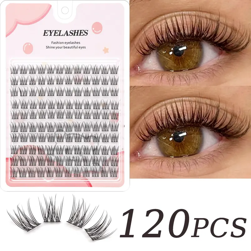 DIY Eyelash Cluster Set, Reusable Eyelash Clusters, Soft Fluffy D-Curl Transparent-Stem Individual Lashes, High-Quality Reusable Fiber Eyelash Extensions, Beginner Friendly, DIY False Eyelashes, Travel Essential