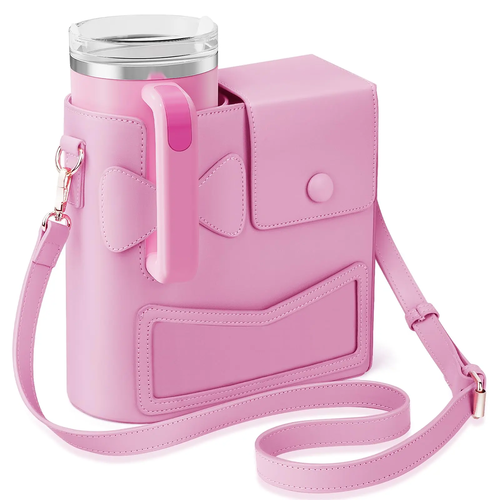 Portable Water Bottle Holder, Cute Bowknot Design Water Bottle Bag, Drinkware Accessories for Travel & Daily Use, Gift for Girls & Women, Mug, Tumbler