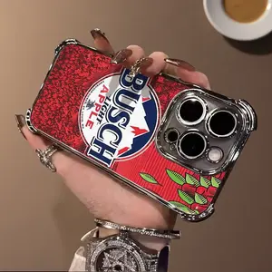 BUSCH LIGHT Beer Lover Luxury Unique Trendy Pattern Aesthetics Electroplated TPU Casing For iphone 16 15 14 13 12 11 X XS PRO PLUS MAX Four Corners Anti-Fall Soft Silicone Gift Shockproof Protection Anti-Drop Protective Protector Phone Cases Shell Cover