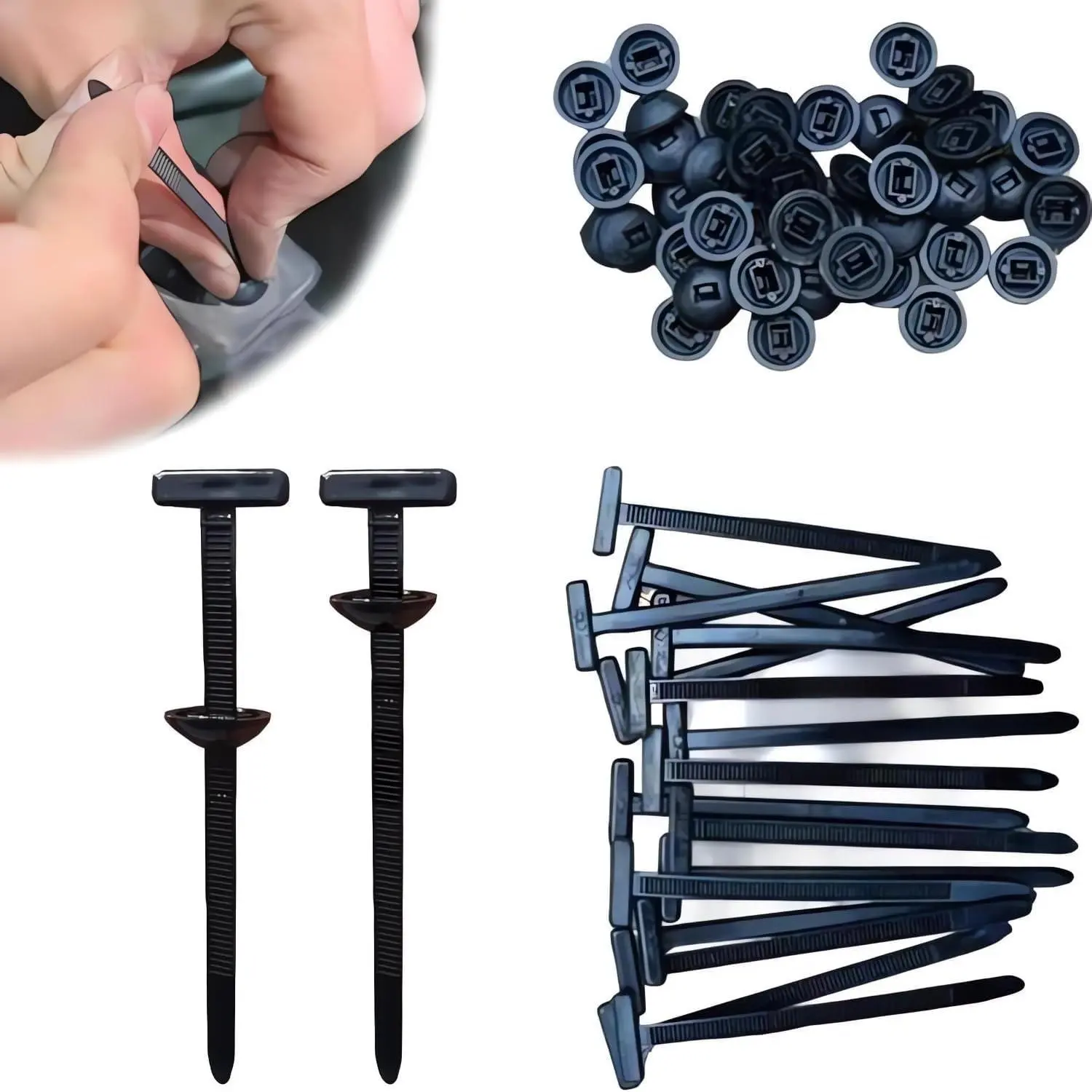 100PCS Nylon Universal Cable Tie Buckle – Heavy Duty Self-Locking Zip Ties Holder with Pin & Button Design, Plastic Cable Ties Tool Fasteners Car Body, UV Resistant Zipties for Car Daily Auto Fixing,dealsforyoudays