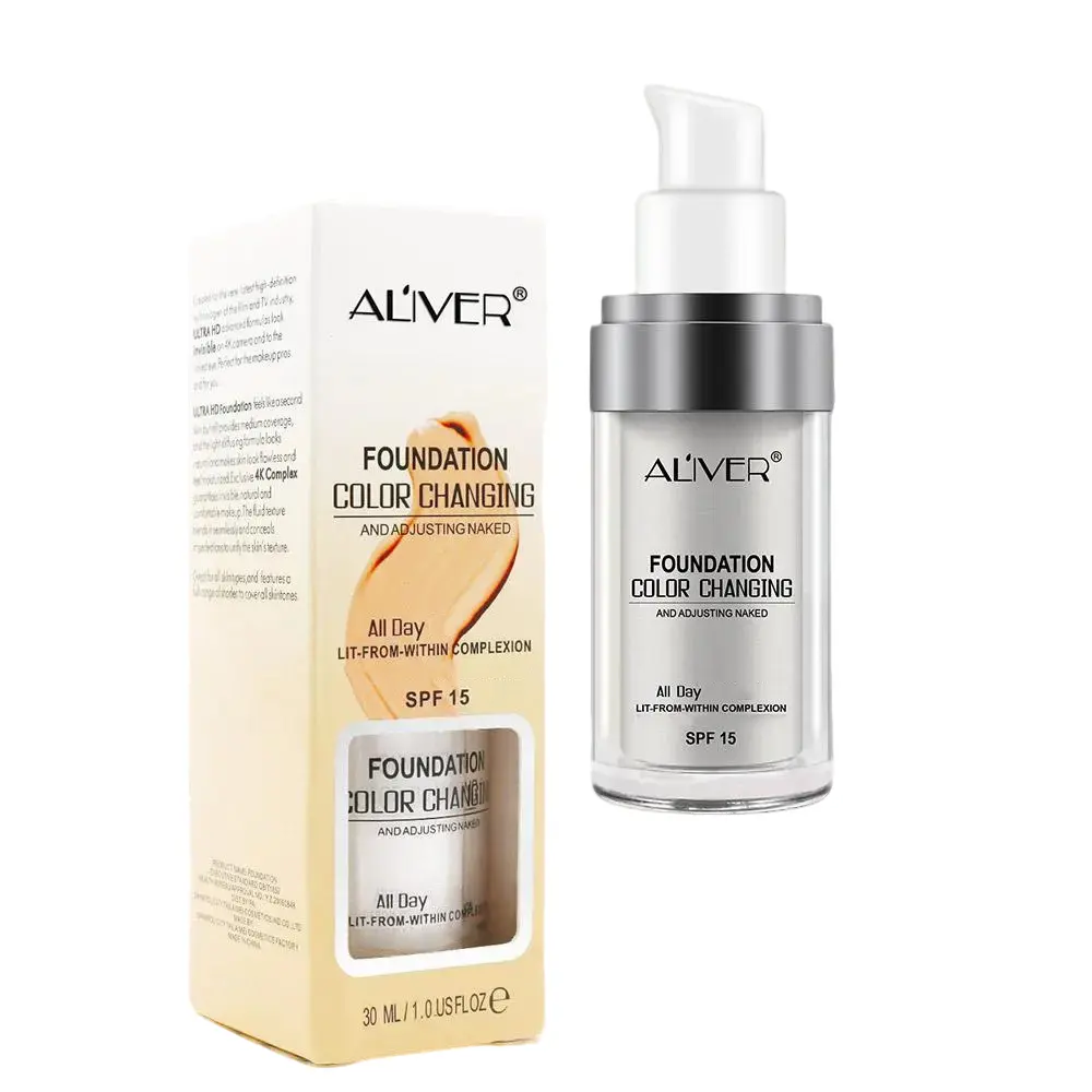 Aliver Liquid Foundation Magic Color Changing Foundation Natural Look Soft Matte Long Lasting Moisturizing Makeup Base, for Men and Women, Color Corre