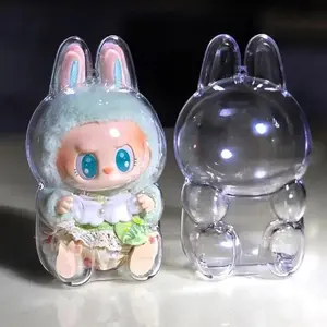 Protective Display Case for LABUBU Sitting Figures – Clear Acrylic Cover with Keychain, Dustproof & Scratch-Resistant Storage Box (Doll Not Include)