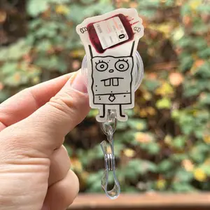 Doodle Bob PRBC Blood Bag- Nurse badge reel, RN, MD, Blood Bank, healthcare, work accessory