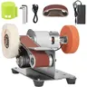 Mini Belt Sander Electric DIY with 7 Adjustable Speed Control, Small Grinder Sharpener Polisher Machine 110V with 10 Belts for Knife Making, Wood Metal Working, Handcraft