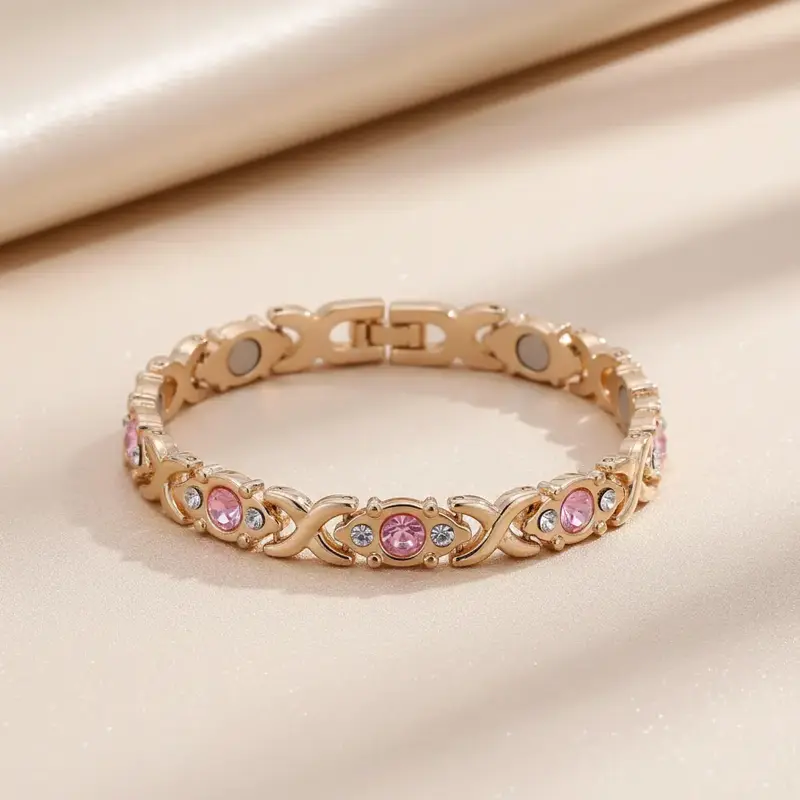 Women's Elegant Eco-Friendly Alloy Bangle - Bracelets for Women with Adjustable Size, Magnetic Snap-On, 20 cm Length, 7 mm Width, Detachable Design, Exquisite Rhinestone Bling Effect, Energy Motif, Gift-Ready Shine Daily Costume Jewelry