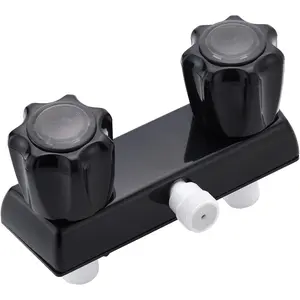 RV Shower Faucet, 4" Shower Valve Diverter with Dual Acrylic Control Knobs, Leak-Proof Design for RV Camper Van Travel Trailer Bathroom (Indoor/Outdoor Use), Black
