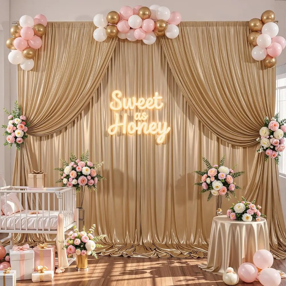 10x10ft Backdrop Curtain for Parties 2 Panels 5x10ft Glitter Sequin Backdrop Wrinkle Free Polyester Drapes Shimmer Back Drop for Wedding Birthday Baby Shower Photo Photography Shiny Background ,friendsgiving,christmas decoration