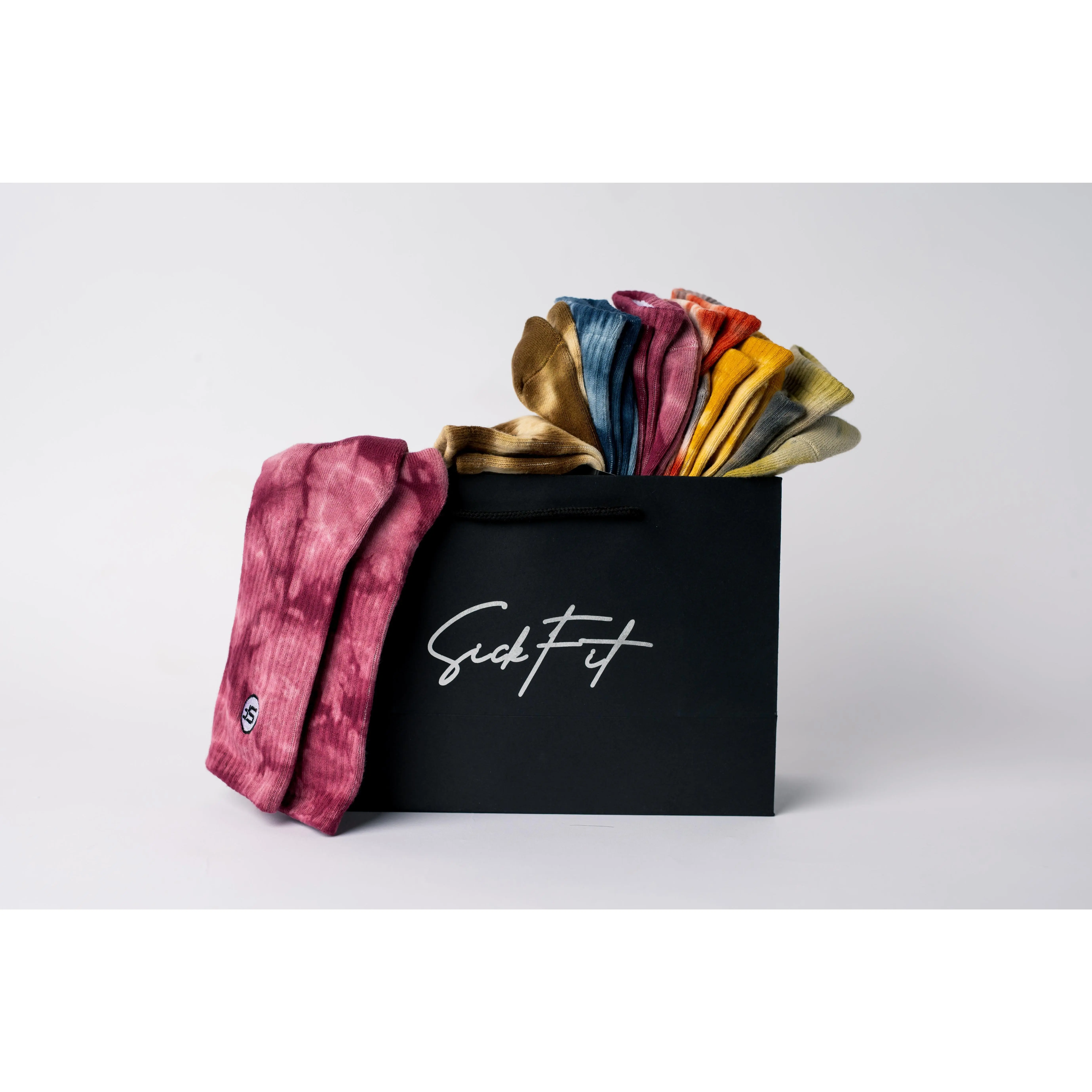 SickFit Men's Acid Wash Tie Dye Crew Socks - Lightweight Cotton Spandex Mix, Edgy Cute, All Seasons, Cold Wash, Comfortable Durable Menswear for Streetwear, As Pictured