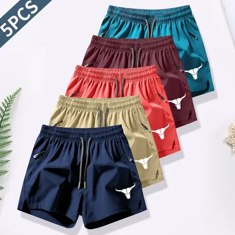 Men's Solid Color Quick-Dry Athletic Swim Trunks - Non-Stretch Quick-Dry Fabric, Drawstring Elastic Waist Fitted Cut Bathing Suit for Beach, Water Activities
