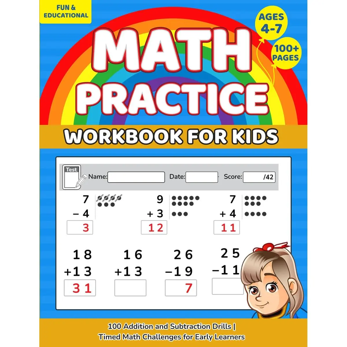 Math Practice Workbook for Kids Ages 4-7: 100 Addition and Subtraction Drills | Timed Math Challenges for Early Learners Paperback – October 13, 2024