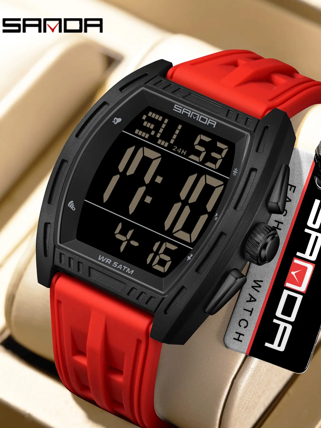 SANDA 6328 Electronic Watches for Man Multifunction Alarm Clock Luminous Calendar Chronograph, Multifunctional Watch, Student Digital Wristwatch, Casual Wristwatch, Men's Sportive Electronic Watch Waterproof Watch, with Box