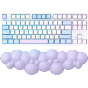 Keyboard Cloud Wrist Rest,PU High Density Memory Foam with Non-Slip Base for Typing Pain Relief,Ergonomic Keyboard Pad with Wrist Cloud Shaped desktop  accessories