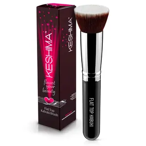 Flat Top Kabuki Foundation Brush By KESHIMA - Premium Makeup Brush for Liquid, Cream, and Powder - Buffing, Blending, and Face Brush