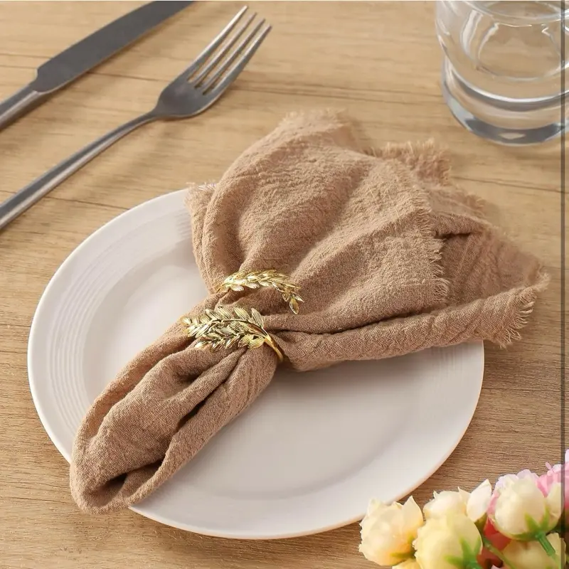 Annie Cloth Napkin Set of 6 Brown & Grey 16inx16in Cotton Polyester Disposable Eco-Friendly Tableware for Any Occasion