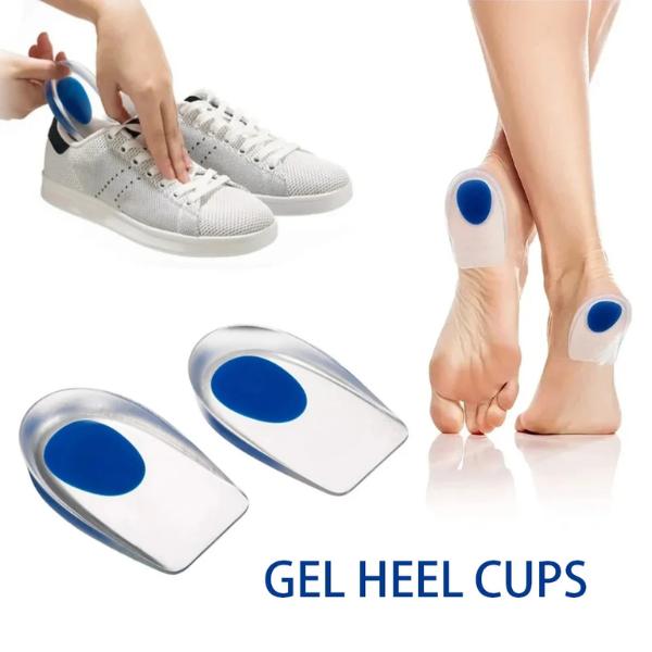 1 Pair Soft Gel Heel Cushions, Clear Silicone Shoe Inserts for All Day Comfort Men & Women (Blue)