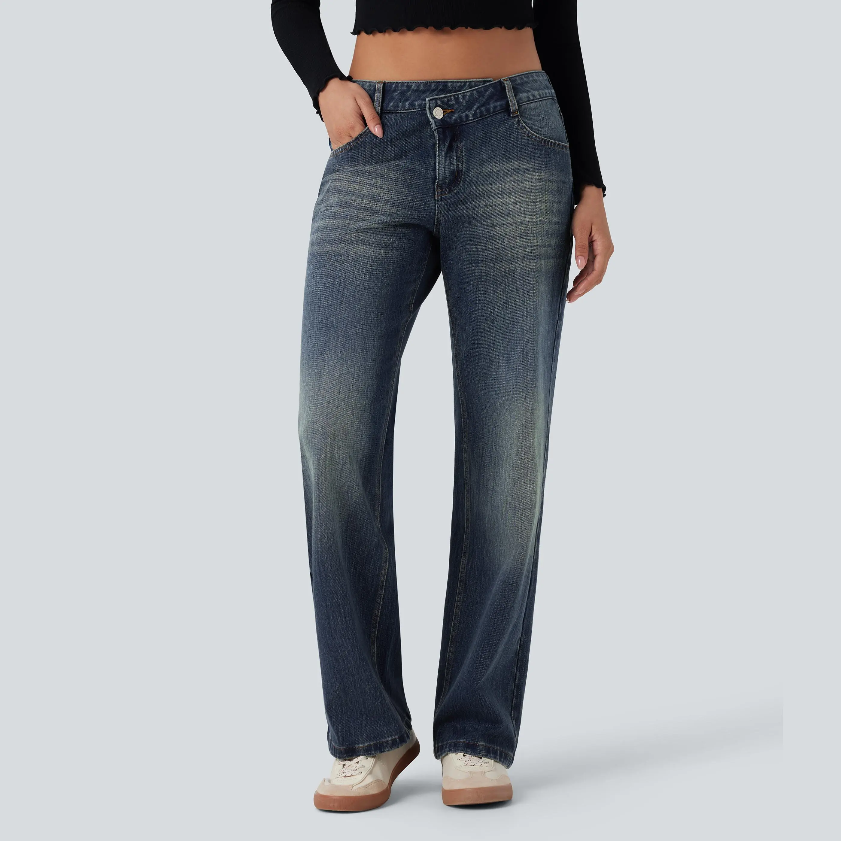 Mottled Dark Blue Denim