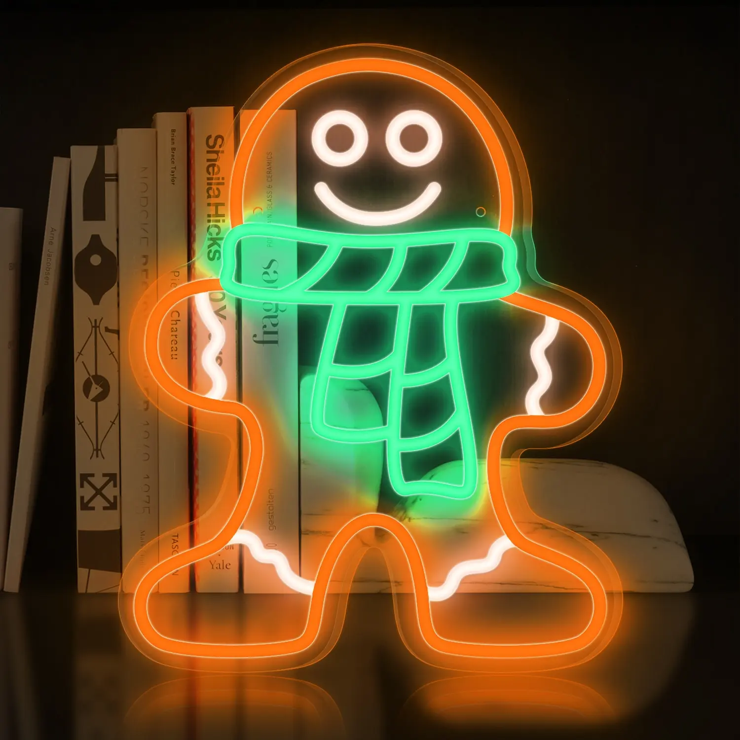 1pc Gingerbread Man Neon Sign, Christmas Decoration, LED Illuminated Acrylic Sign With Dimmer Switch, USB Power Supply, Bar Club, Home Decoration, Long Lifespan, Not Easily Damaged.