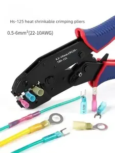 Green Crimping Tool for Insulated Electrical Wire Connectors HS-125 Heat Shrink Terminal Crimping Pliers - Multi-Function Crimper for O-Type, U-Type & Insulated Terminals - Manual Wire Connection Tool