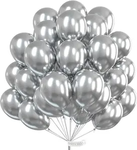 PartyWoo Metallic Silver Balloons, 50 pcs 12 Inch Silver Metallic Balloons, Silver Balloons for Balloon Garland or Arch as Wedding Decorations, Birthday Decorations, Party Decorations, Silver-G102