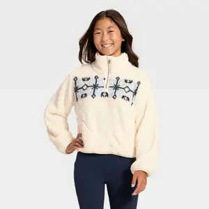 Girls' High Pile 1/2 Zip Pullover - All In Motion