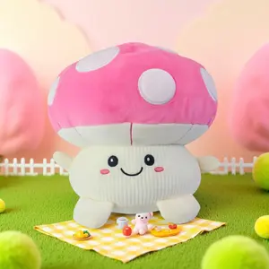 Christmas Gift Idea  9'' Kawaii Mushroom Plush Toy – Ultra-Soft Stuffed Toadstool Pillow for Kids & Adults | Cute Squishy Animal Doll, Cozy Hug Buddy & Room Décor | Machine-Washable, CPSIA Safe Gift for Birthday, Baby Shower, Dorm, Car