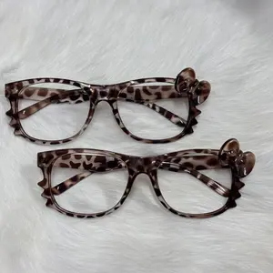 Y2K Leopard Print Cat Eye Eyeglass Frames Cute Kawaii Cartoon Lensless Fashion Eyewear for Women Party Decor Lightweight Comfortable TikTok Ready