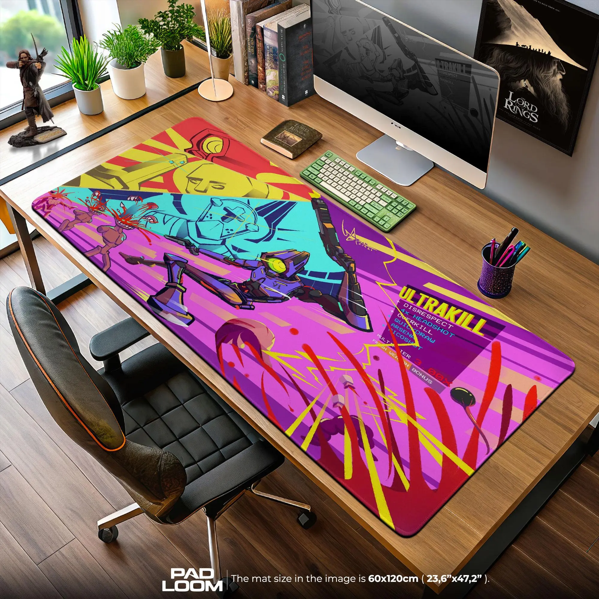 Ultrakill Mousepad, Neon Chaos Gaming Desk Mat Customized Mouse Pad, Game Desk Mat