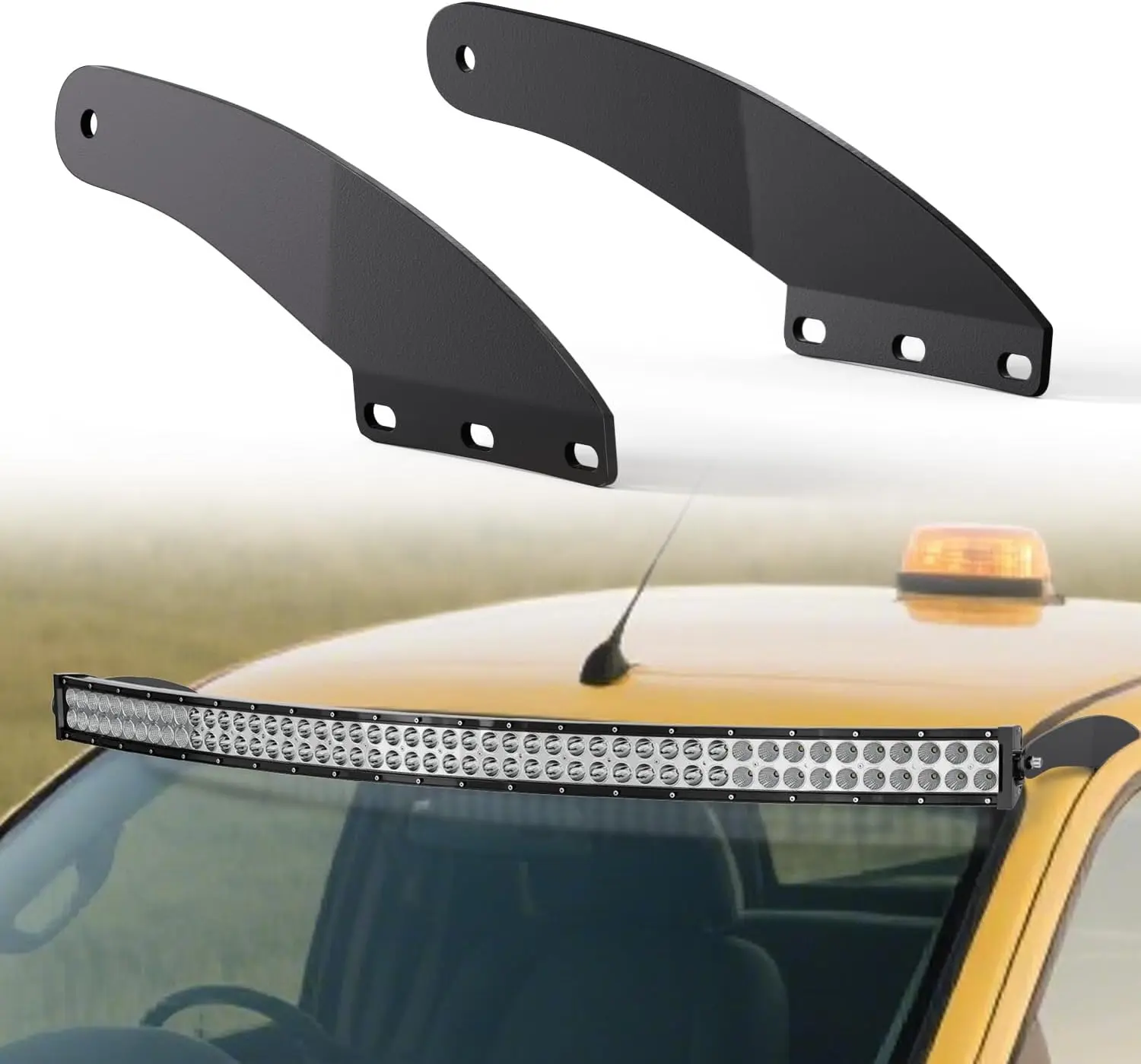 Nilight CNC Formed & Pressed Solid Iron Alloy Auxiliary Light Bar Bases, 50-in Curved Pre-Drilled Mounting Brackets, Thick Matte Electrophoresis Coating, Scratch-Resistant Truck Accessories for 1993-2011 2-Door/4-Door Pickups, Cnc Formed And Pressed