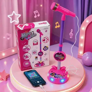 Kids' Karaoke Machine Toy Set - Colorful Stage Lights, Adjustable Design, Aux Plug-in, Confidence-Boosting Birthday Gift