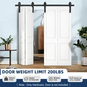 Heavy Duty Bi-Fold Sliding Barn Door Hardware Kit  Durable Steel Track & Side-Mounted Rollers  Smooth & Quiet  Easy Install  Fits 2 or 4 Interior Bifold Doors  Ideal for Bedroom, Laundry, Farmhouse, Modern Homes  Hardware Only