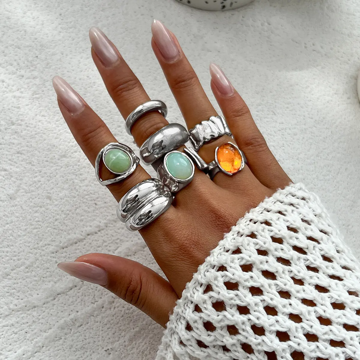 02 White K Ring Set 6297