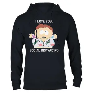 South Park I Love You Social Distancing Fleece Hooded Sweatshirt, South Park Hoodie, Kenny, Stan & Kyle Original Show Pullover Hoody Gift