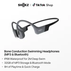 SHOKZ OpenSwim Pro - Open-Ear Bone Conduction Bluetooth Headphones & 32GB MP3 Player, IP68 Waterproof, Secure Fit for Workouts, Running and Swimming