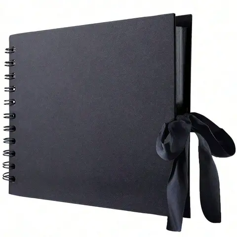 1-book 60-page (30-sheet) Scrapbook Album, Scrapbooking Albums, Anniversary Photo Album, Meaningful DIY Handmade Gift, Kraft Paper Scrapbook for Wedding Guest Books and Anniversaries, Family DIY Scrapbook for Craft Paper DIY, Christmas Gift (Black)