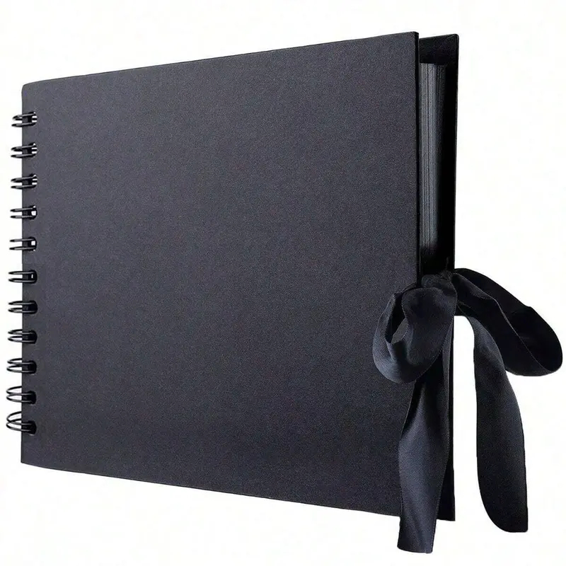 1-book 60-page (30-sheet) Scrapbook Album, Scrapbooking Albums, Anniversary Photo Album, Meaningful DIY Handmade Gift, Kraft Paper Scrapbook for Wedding Guest Books and Anniversaries, Family DIY Scrapbook for Craft Paper DIY, Christmas Gift (Black)