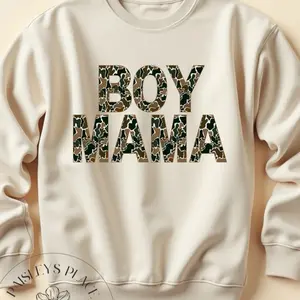 Camo Boy Mama Crewneck | Neutral Boy Mom Sweatshirt | Comfy Graphic Mom Pullover