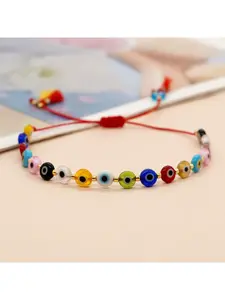 Bohemian style evil eye glass bead bracelet - Colorful summer friendship accessory, lady's lucky amulet, perfect gift, Bohemian style, glass beads