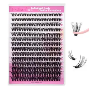 FADLASH DIY Lash Clusters Individual Eyelash Extensions 40D 8-16mm D Curl Wispy Natural Cluster Lashes Soft and Comfortable (Packaging Cards May Vary)
