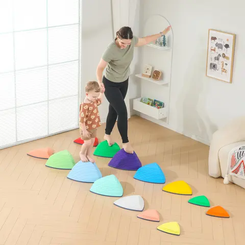 25-Piece Unisex Rubber-Grip Stones Set, Plastic Love-Shape, Slip-Resist Base, Soft Colorful Durable Design for Children Development, Kids’ Indoor-Outdoor Sports Toys, Family Play Birthday Christmas Gifts