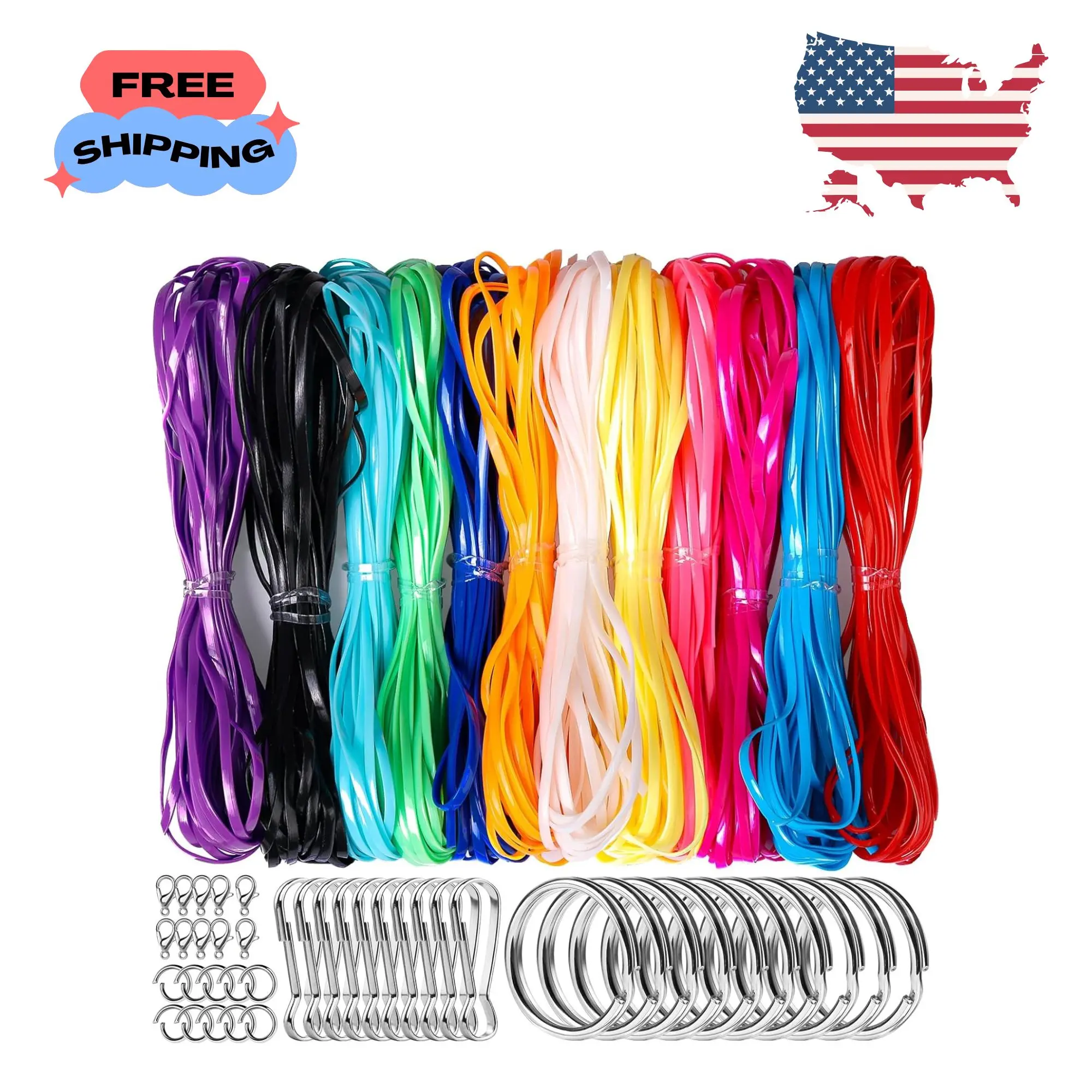 Lanyard String Kit, 12 Colors Plastic Lacing Cord, Glossy Bright Color