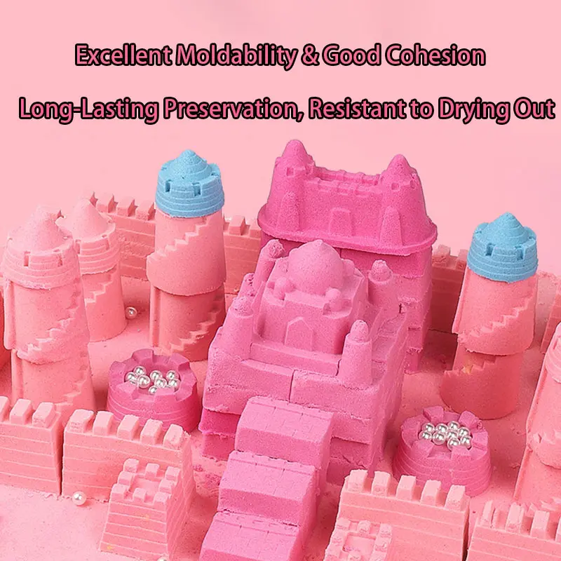 3.3lbs Kinetic Sand Set with Inflatable Sand Table, Pink Blue Play Sand Kit with Storage Bucket, Molds & Tools, Montessori Sensory Toys for Kids Toddlers, Fine Motor Skills Indoor Play, Get Kids Off Screens, Perfect Birthday Christmas Gift for Boys Girls