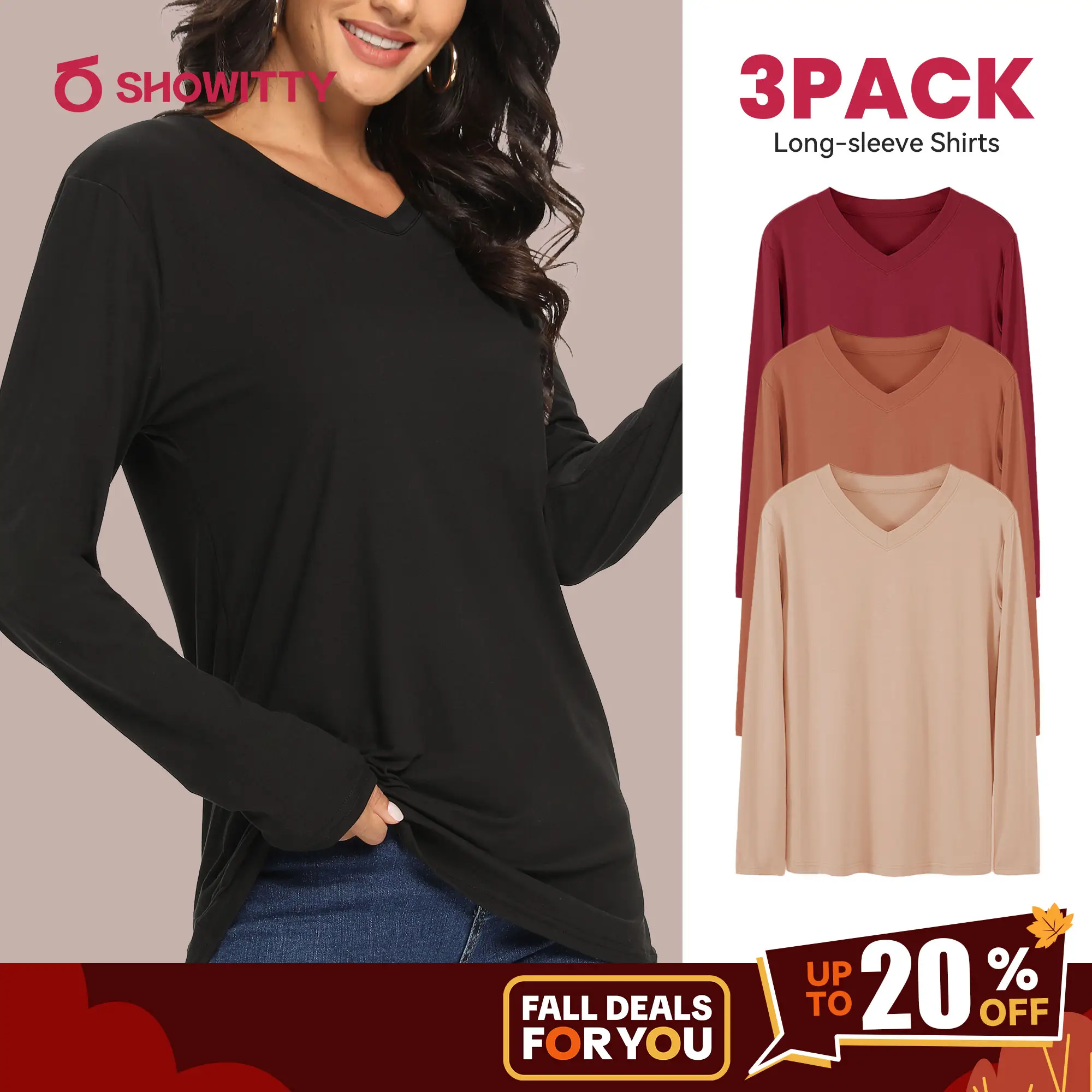 SHOWITTY Women's 3 Pack Long Sleeve Shirts – Casual Fall Tops for Workout, Travel & Daily Wear #TikTokShopFallDealsForYou