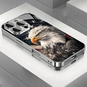 Premium Domineering Eagle Liquid Tempered Glass TPU Silicone Protective Case - Design - Anti-drop, Anti-fingerprint, Easy to clean, Provide excellent protection for your phone, Compatible with Iphone 16/15/14/13/12/11/Pro Max/Pro/Plus/Mini series