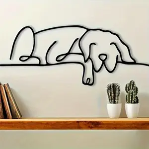 Vintage Iron Dog Silhouette Wall Art for Living Room Decor Artistic Minimalist Home Accent Black Metal Canine Statue