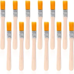 12 Pcs 5 Inch Small Paint Brushes Soft Bristle with Wood Handle Trim Edge Painting Tool for Walls Touch Up Cabinets Fences