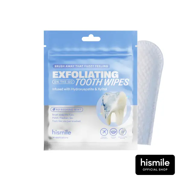 Hismile Exfoliating Tooth Wipes, Oral Tooth Wipes, Hydroxyapatite and Xylitol Infused Tooth Wipes 14pk
