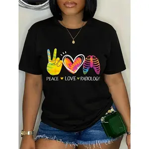 100% Cotton Unisex Peace Love Radiology - Radiologist Xray Technician Radiation T-Shirt