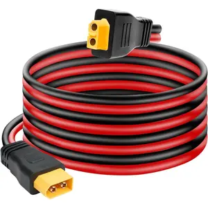 10AWG XT60 Extension Cable 5FT, XT60 Cable with Male to Female Connector for Station Panel RC Battery